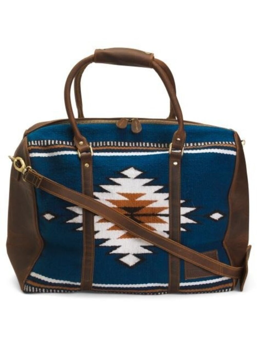 AMERICAN BISON Leather Unisex Aztec Front Zip Top Duffle